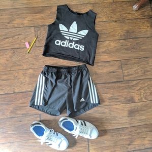 Adidas custom cut off crop top